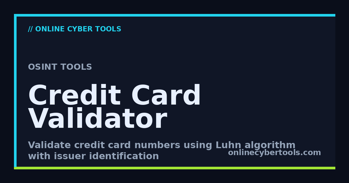 Credit Card Validator - Online Cyber Tools